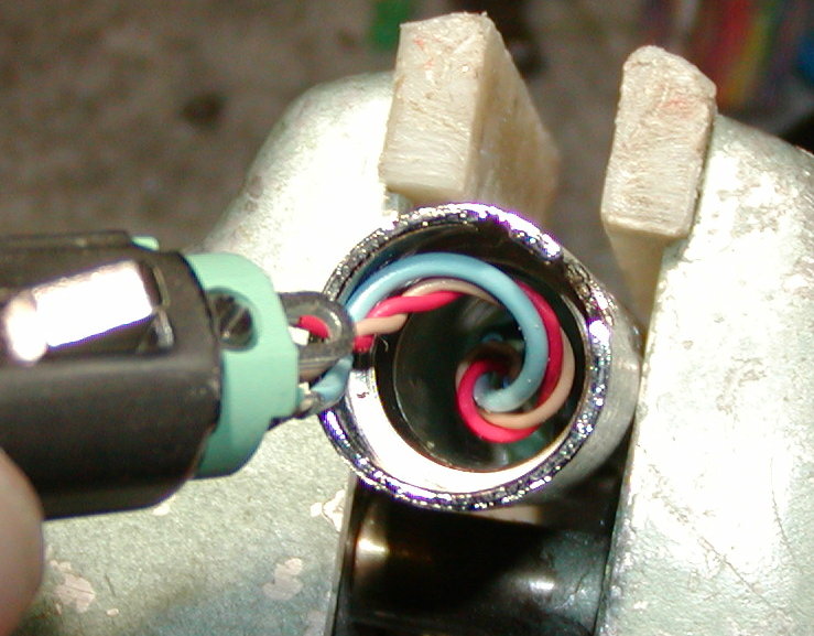 Female connector, soldered to wires coming from male connector assembly.
